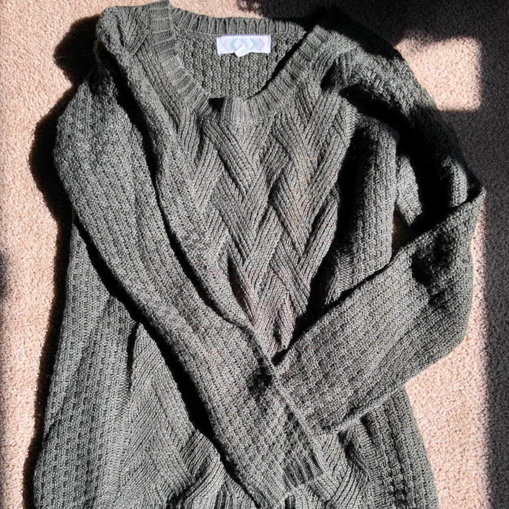 Chunky Army Green Sweater Small